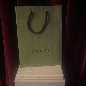 Gucci Olive Green Gift Bag with Black Handles